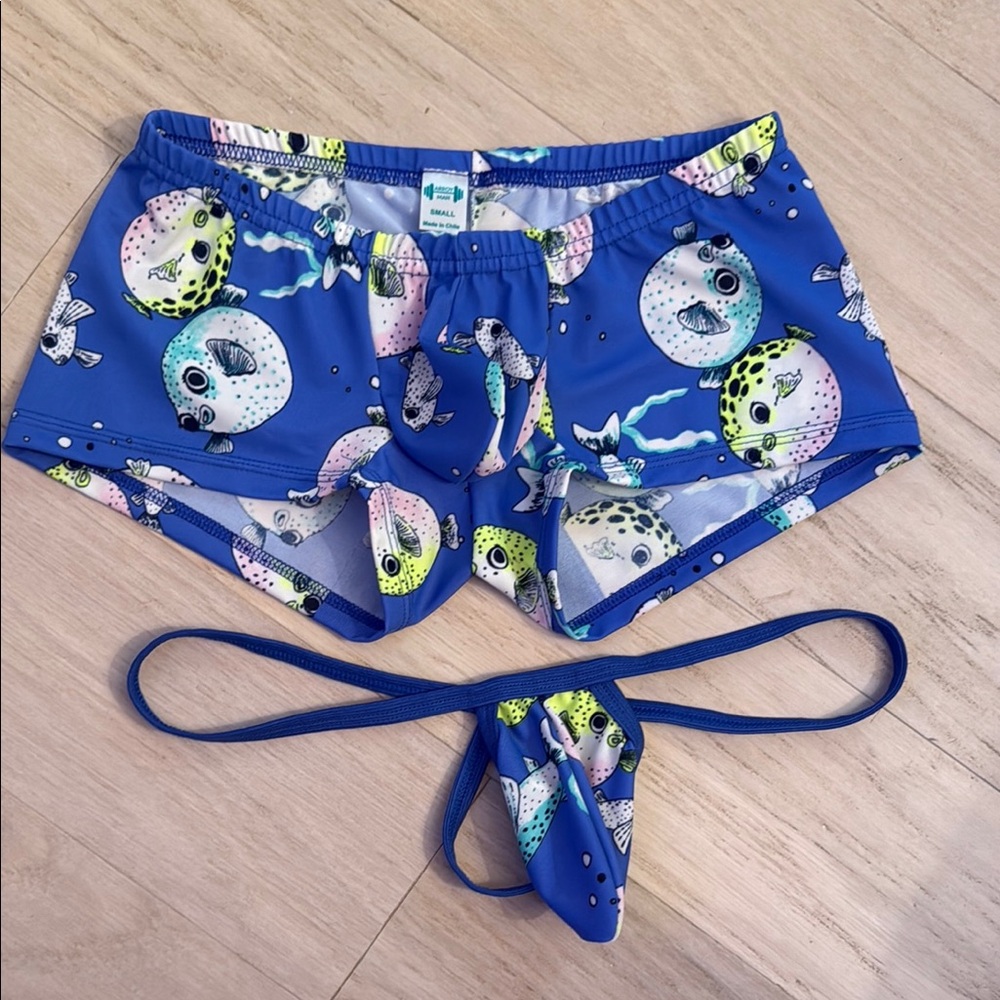 Absorba Blue and Yellow Patterned Swim Shorts